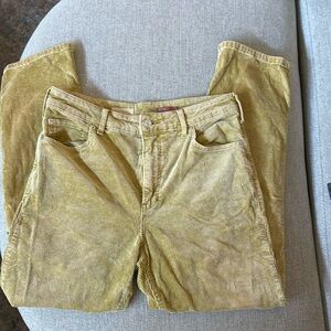 Pilcro mustard yellow corduroy straight leg pants; size 28